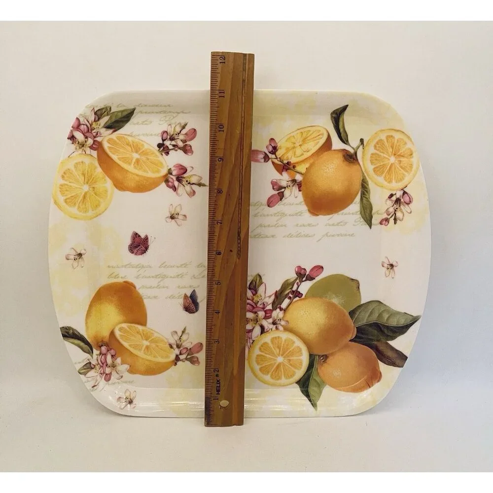 French Country Lemons Melamine Serving Tray 11x12” Home Essentials and Beyond